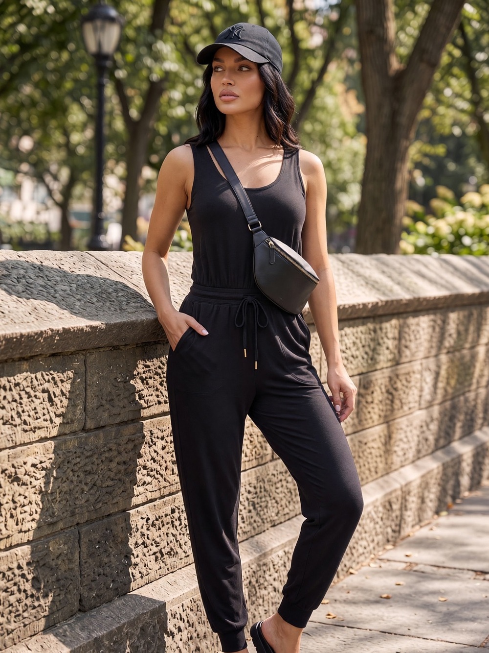ATHLETA Drawstring Balance Jumpsuit Sleeveless One-Piece Relaxed Athleisure S